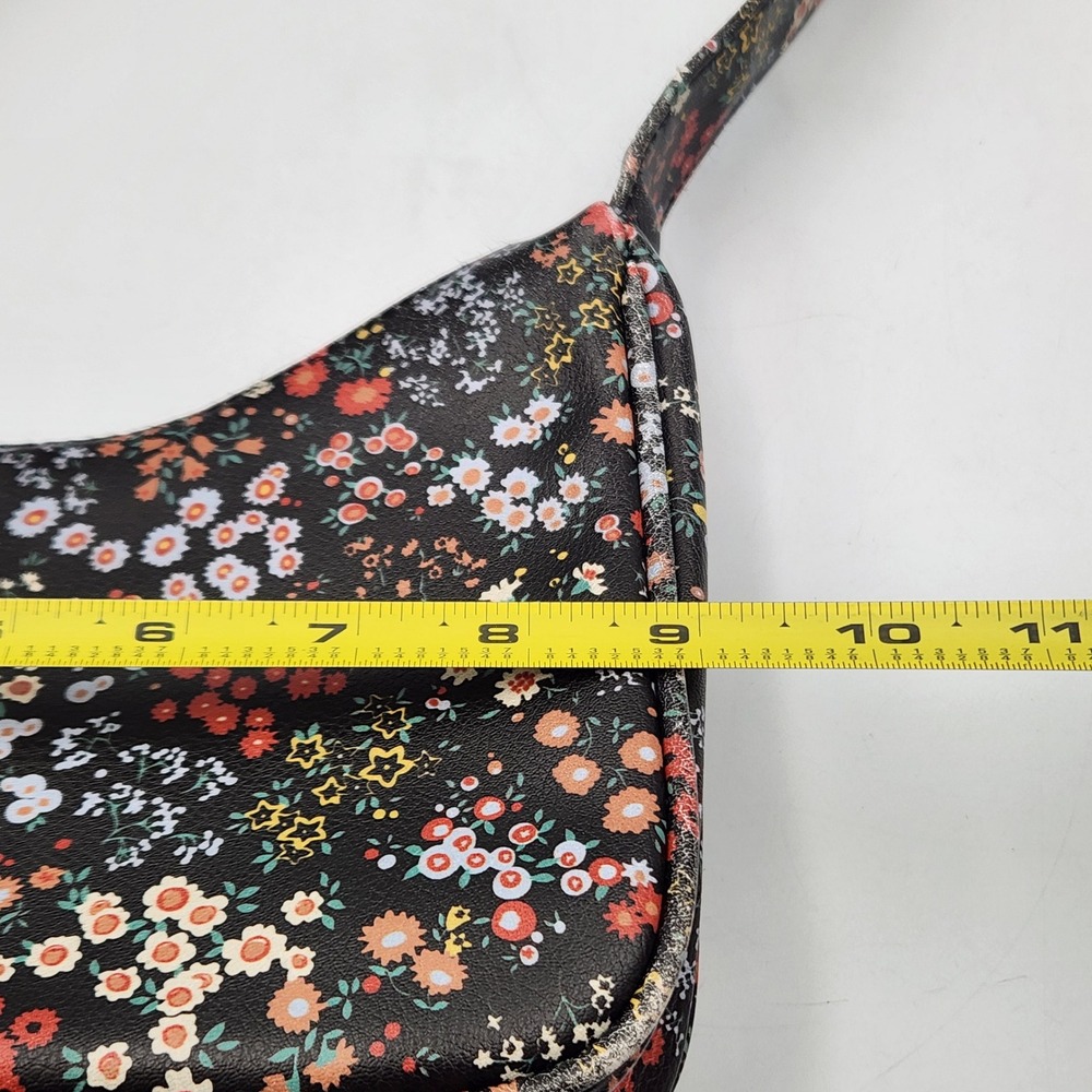 Wild Fable Black Floral Shoulder Baguette Handbag Small Retro Y2K Style - Picture 9 of 10
